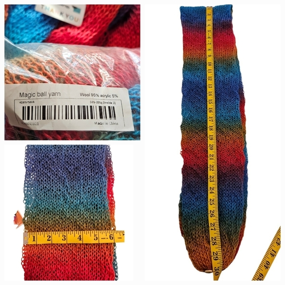 Hand knit Rainbow Crochet Magic Ball Wrap Handmade Multiway Scarf Hat Shaw Vest - Picture 16 of 17